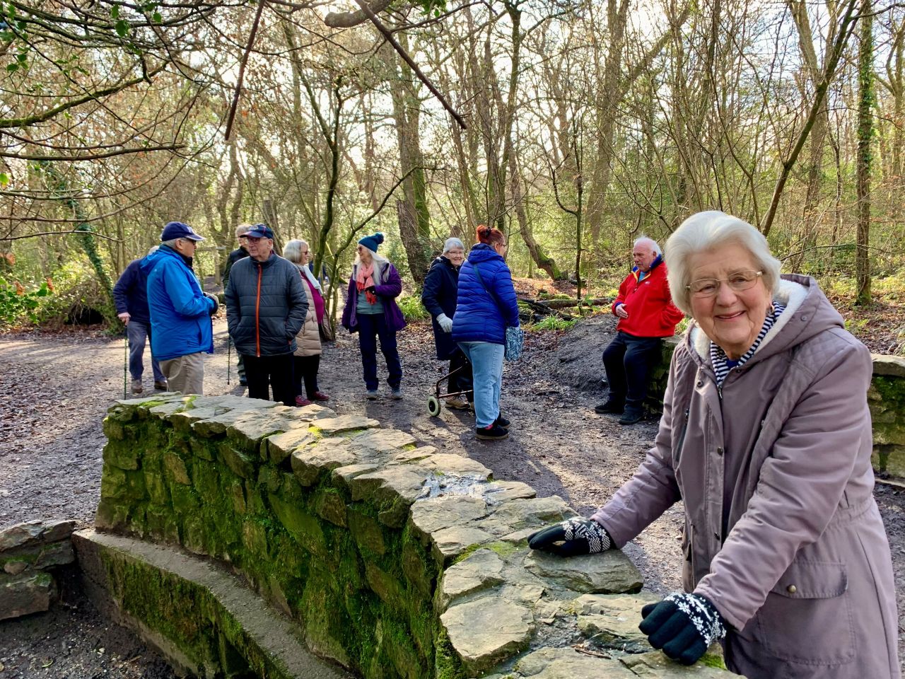 wellbeing walkers walking across the bridge